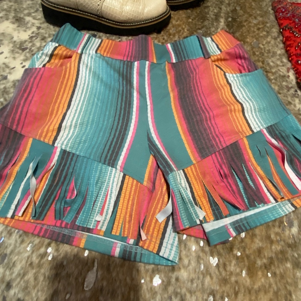 NFR fringed crazy train shorts! New!